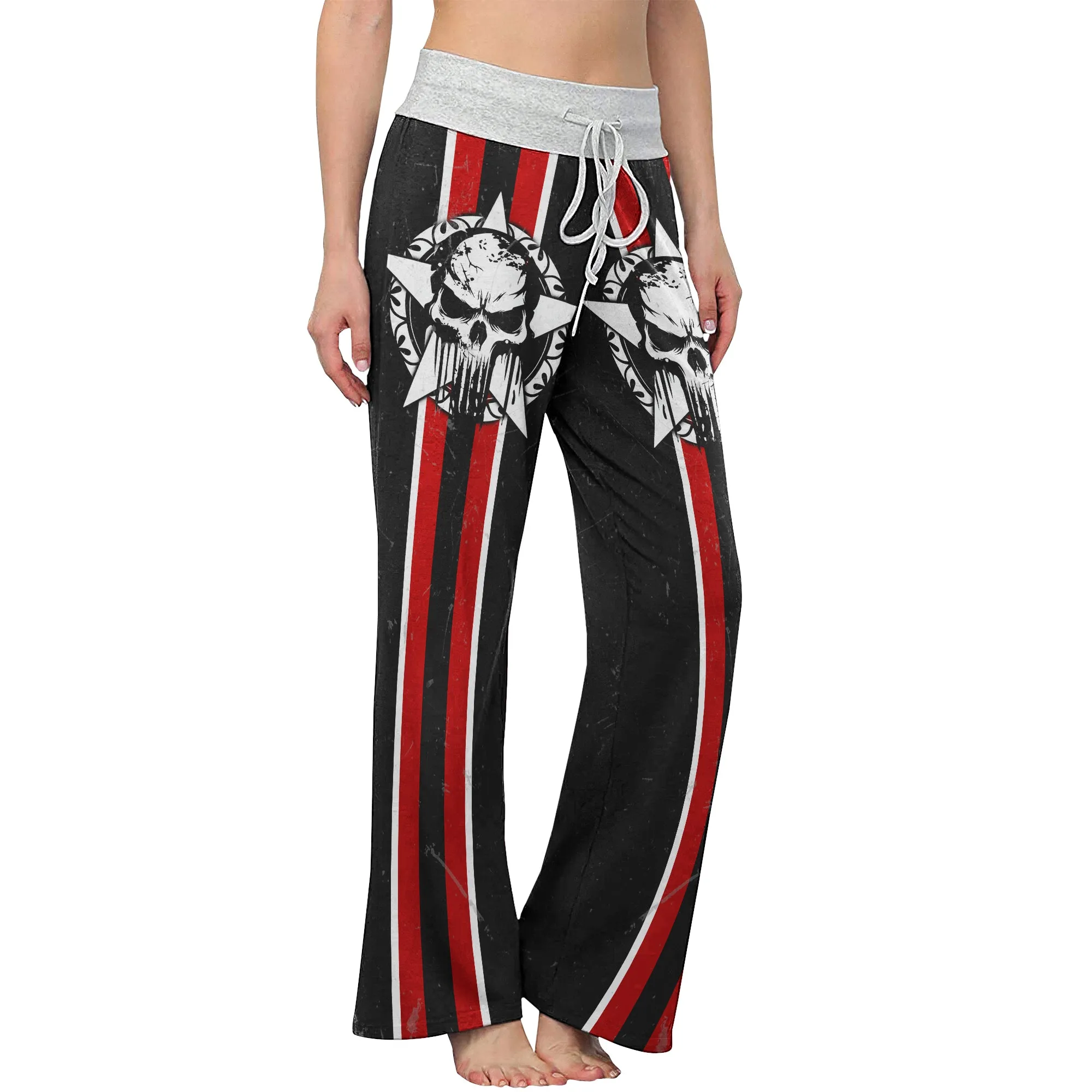 Skull Gocthic Art Women's High-waisted Wide Leg Pants