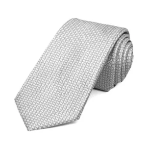 Soft Gray Henry Grain Pattern Slim Necktie, 2.5" Width