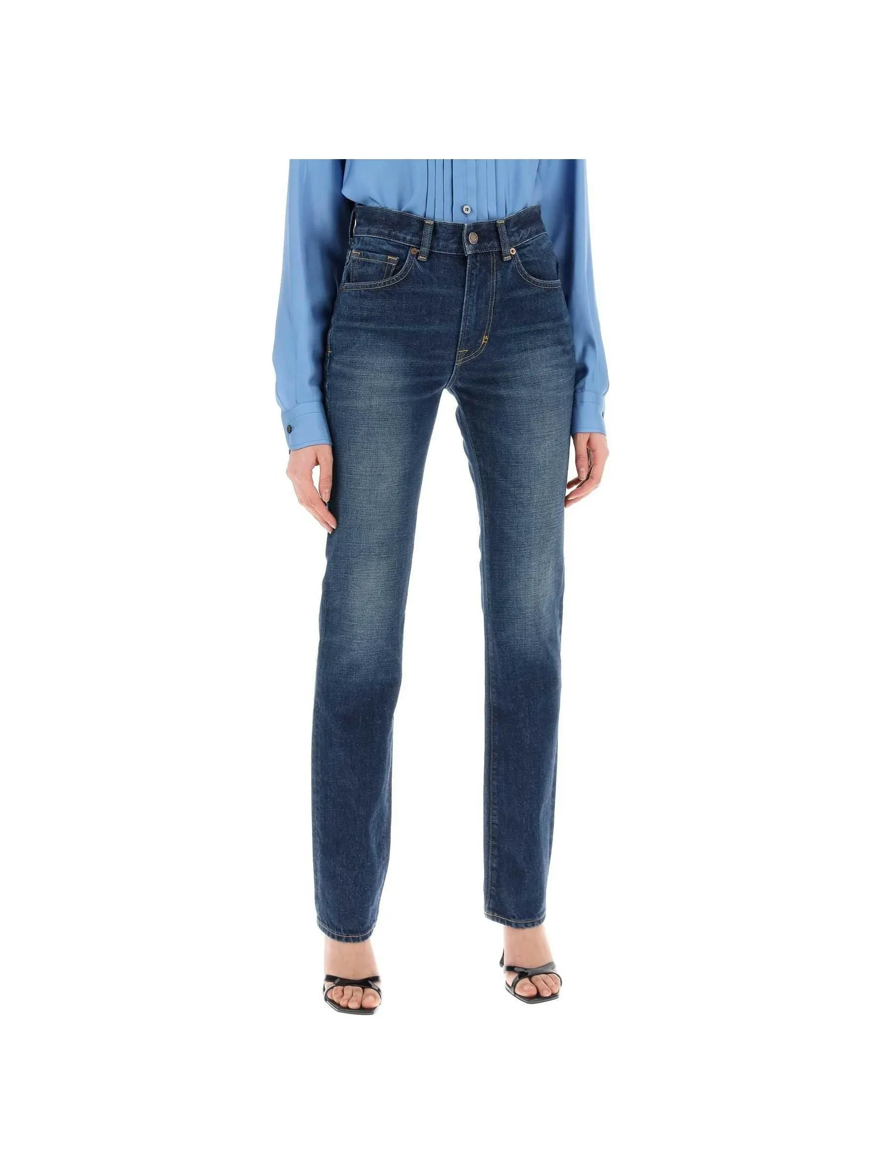 Stone Wash Denim Pants