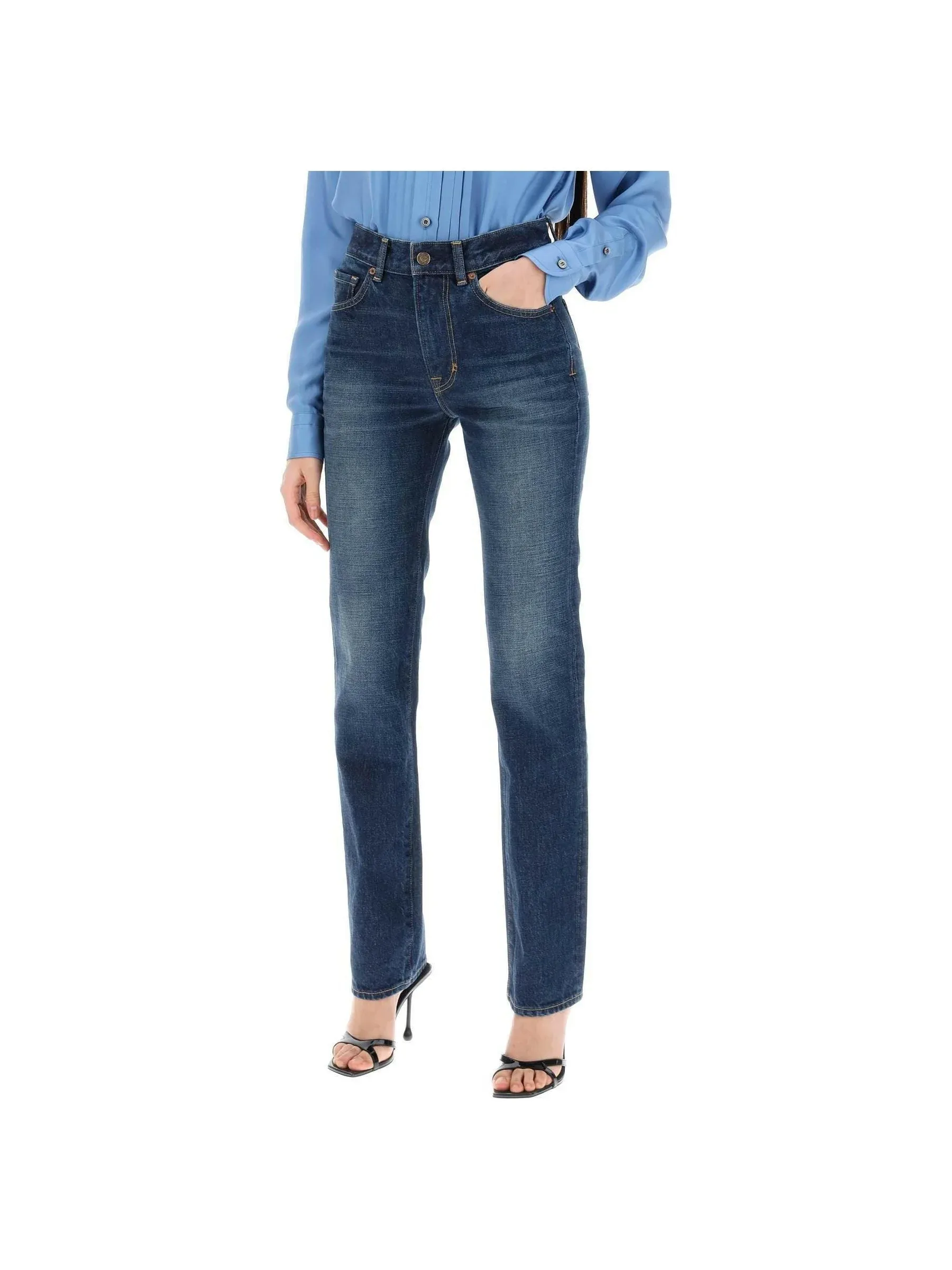 Stone Wash Denim Pants