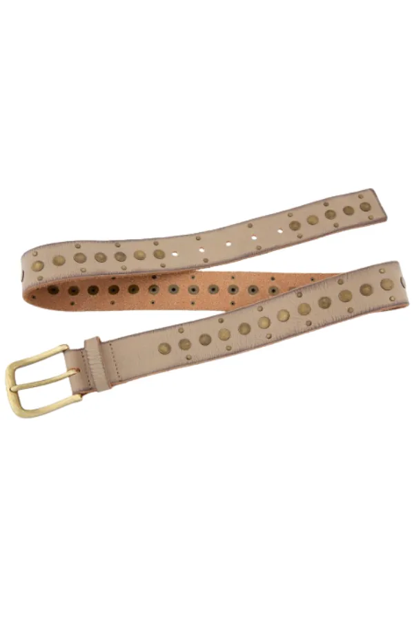 Studded Vintage Belt- Creme