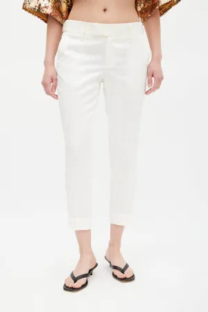 White Printed Capri Trouser
